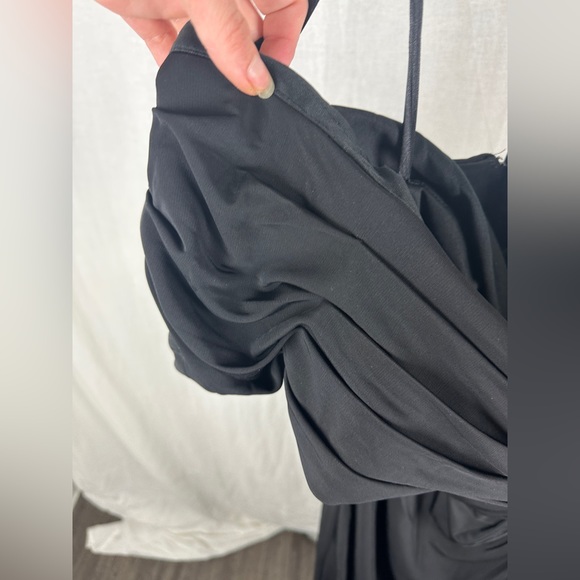 La Femme Black Ruched Jersey Column Gown Size 16 NWT - Picture 8 of 16